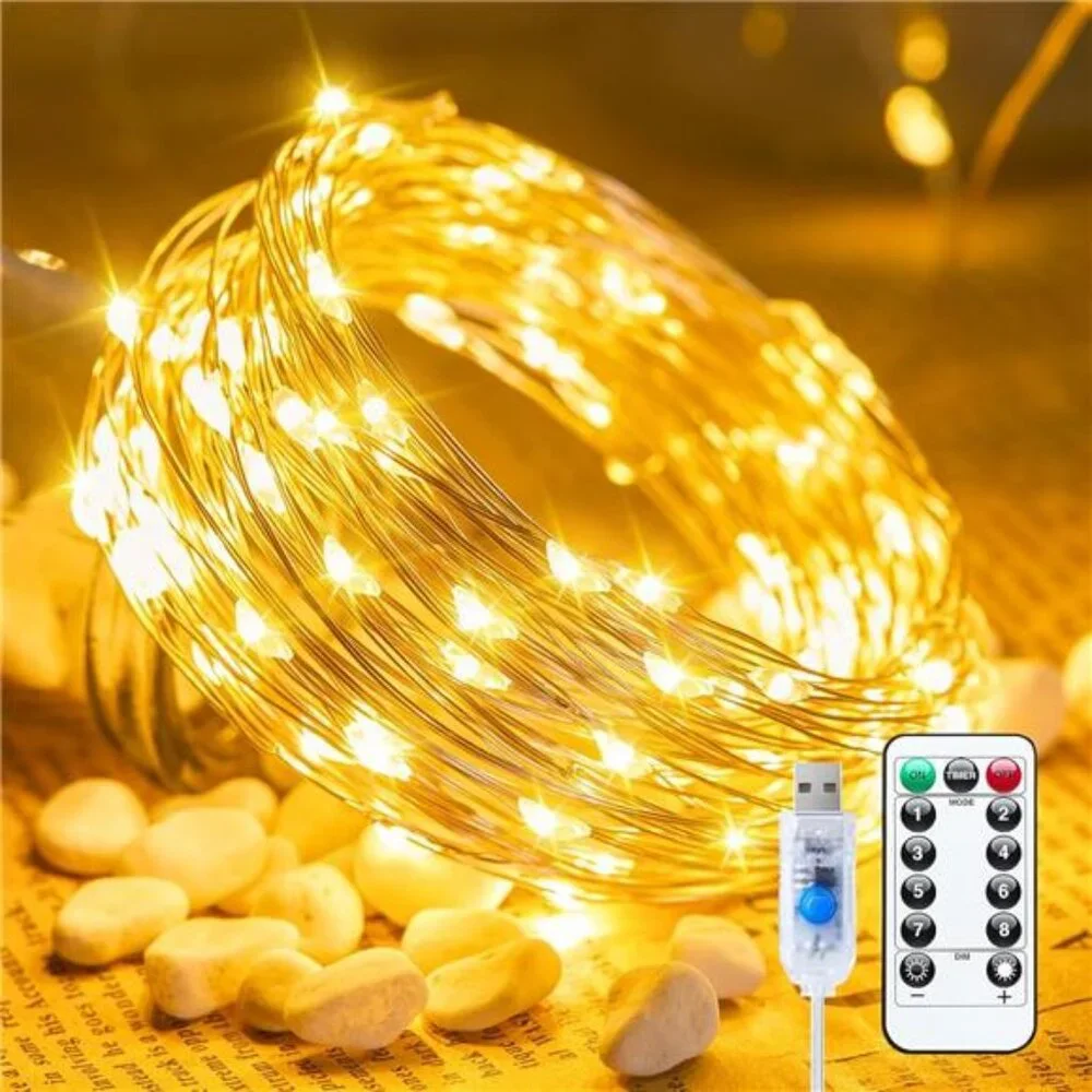 Twinkle Fairy Lights 33 Ft 100 Led Usb Plug In String Lights Remote Timer Indoor